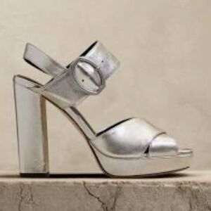 Banana Republic Ravello Leather Platform Sandals - Silver